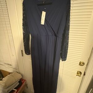 My Michelle Deep Blue Lace Sleeve Dress